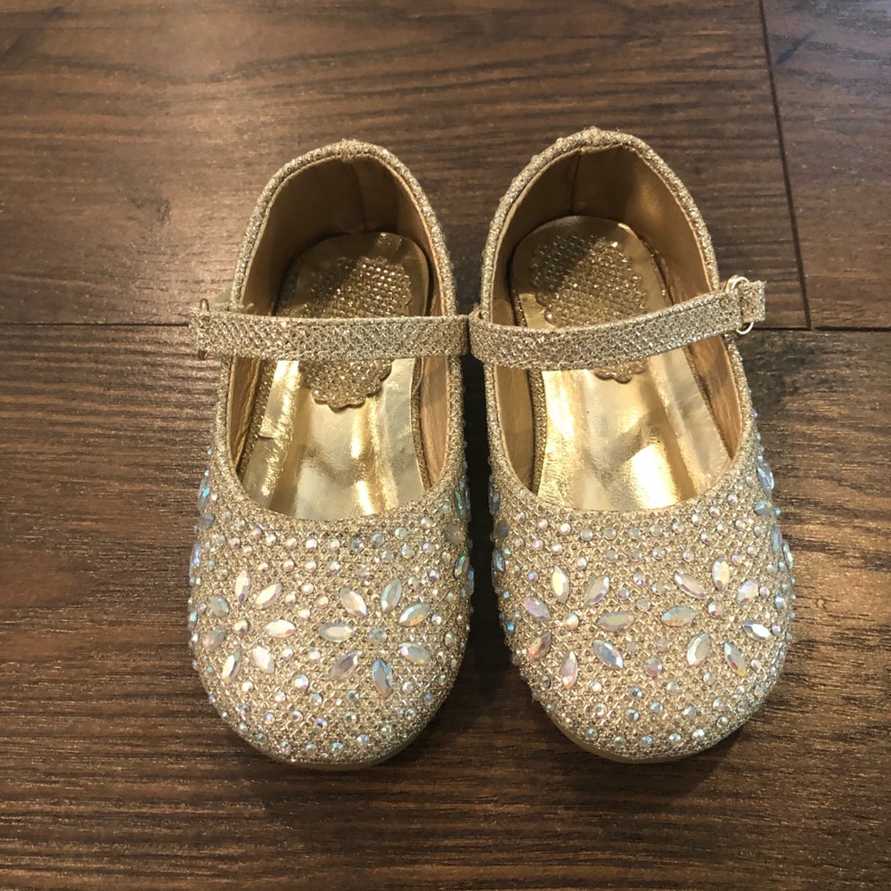 Gold rhinestone shoes